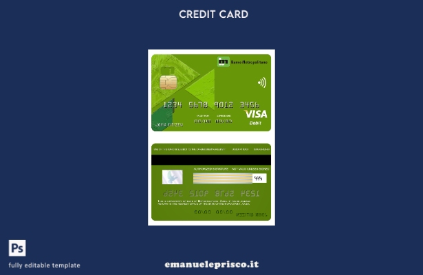 modello di carta visto bancario Cuba Metropolitano in stile verificato